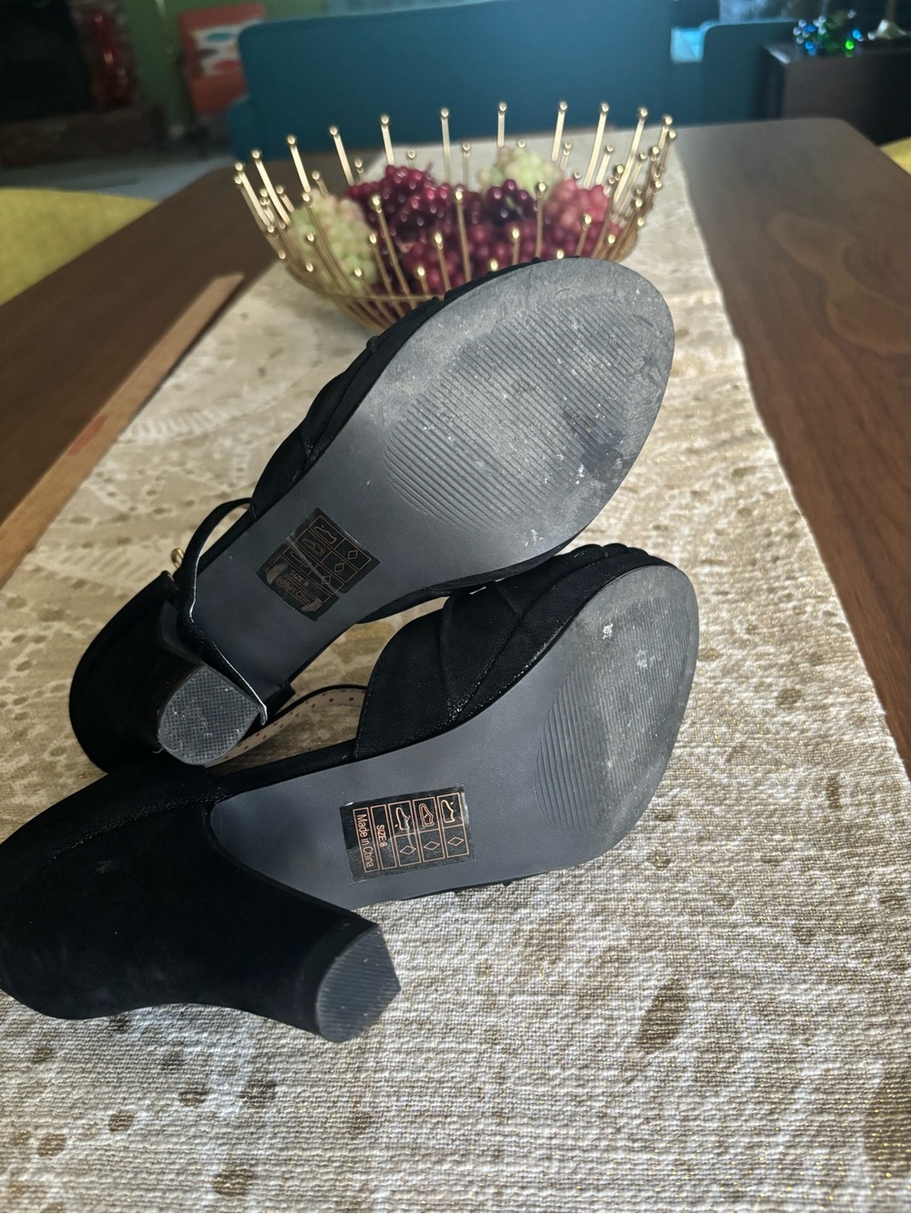Black Suede Knot-Front Ankle Strap Heels - Women - Picture 6 of 7